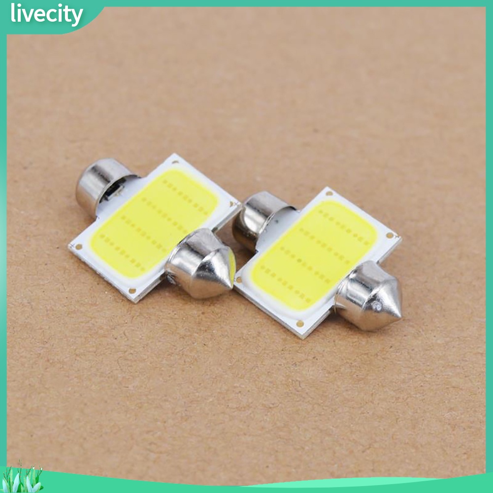 2 Đèn Led 12V Cob Ánh Sáng Trắng Cho Xe Hơi Xe Tải
