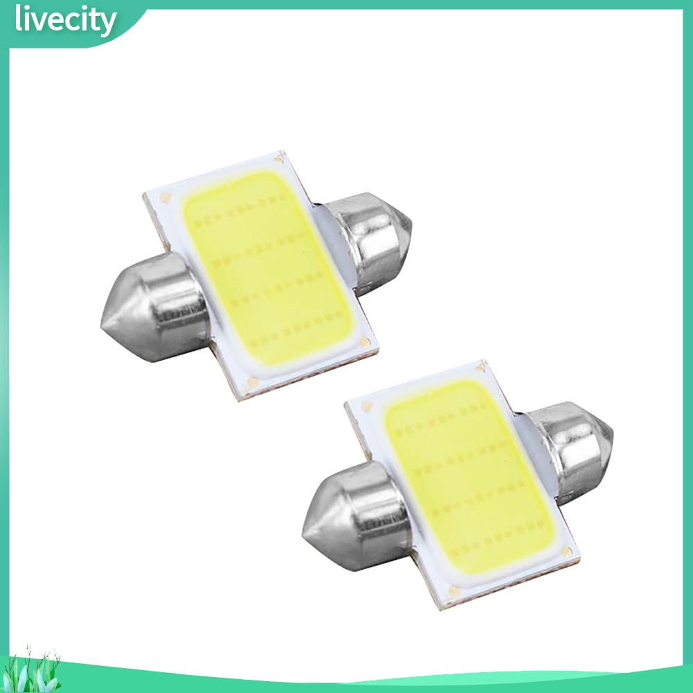 2 Đèn Led 12V Cob Ánh Sáng Trắng Cho Xe Hơi Xe Tải