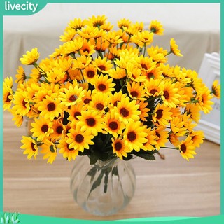 {livecity} Một Bó Hoa 15 Đầu Hoa Hướng Dương Xinh Xắn Dùng Trang Trí Nội Thất / Tiệc Cưới