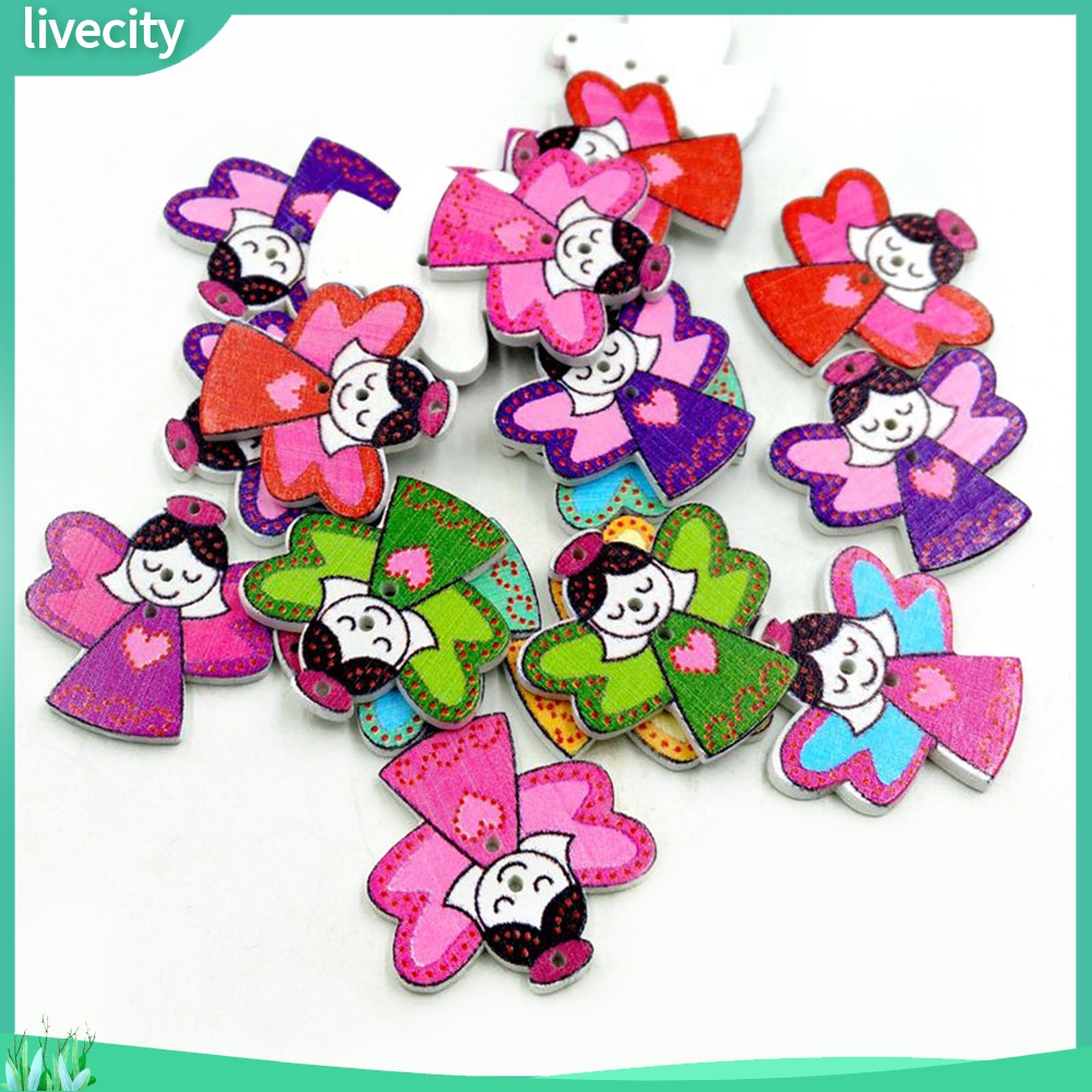 Bộ 50 nút gỗ hình thiên thần trang trí scrapbook