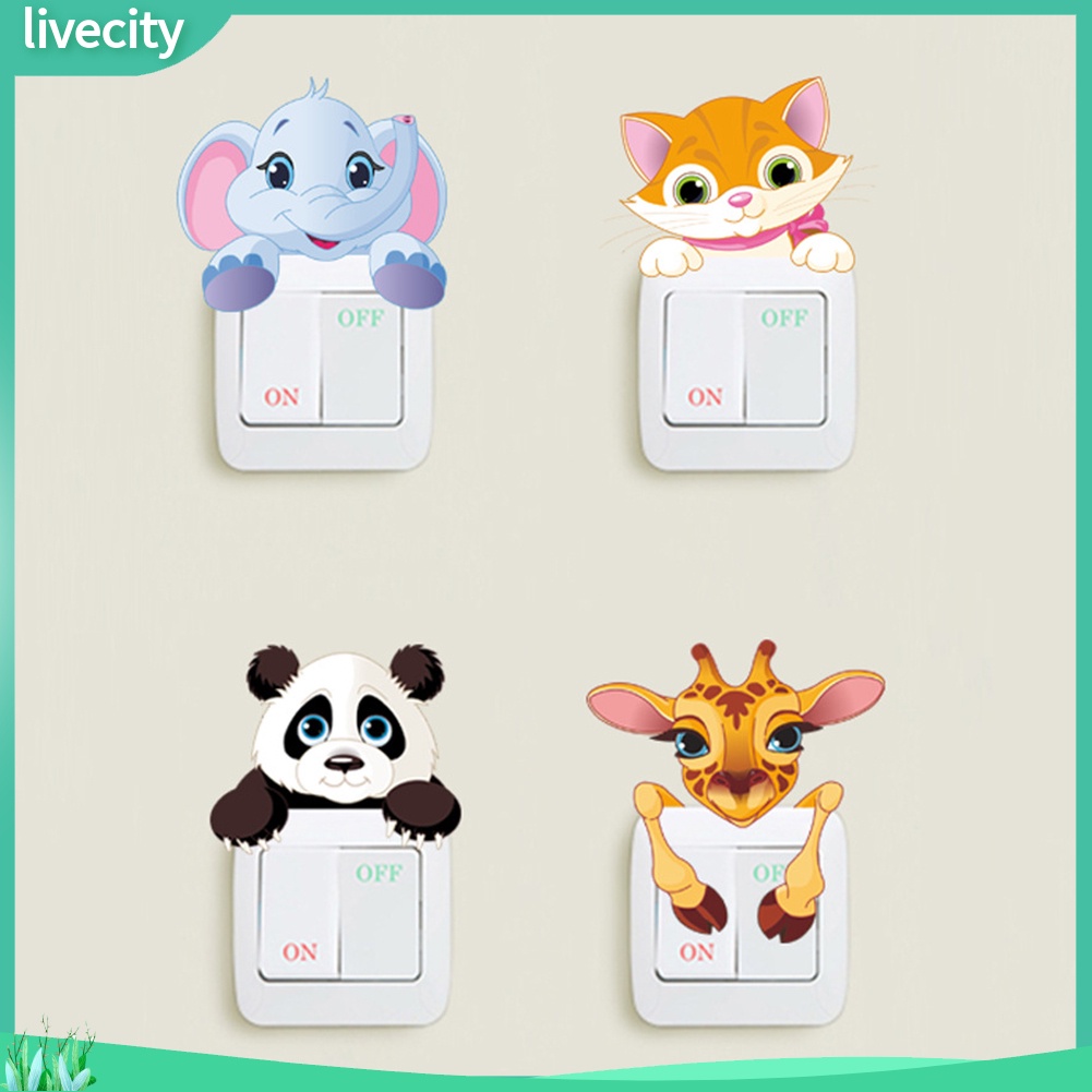 {livecity} Miếng dán tường trang trí công tắc hình động vật