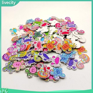 {livecity} Set 50 nút áo bằng gỗ hình con vật / sinh vật biển dễ thương