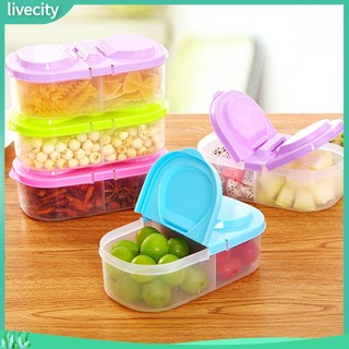 {livecity} Hộp đựng thức ăn hai ngăn bằng nhựa tiện dụng