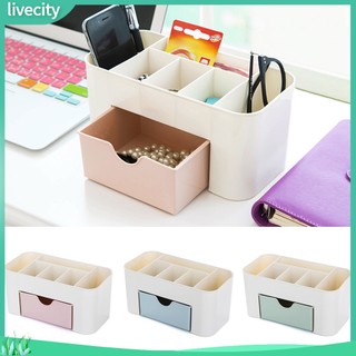 {livecity} Hộp đựng vật dụng để bàn có ngăn kéo tiện lợi bằng nhựa PP bền