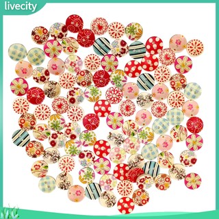 {livecity} Set 100 nút gỗ 2 lỗ hình dễ thương trang trí scrapbook