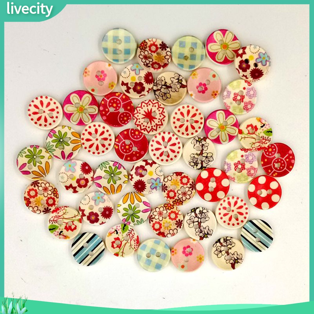 Set 100 nút gỗ 2 lỗ hình dễ thương trang trí scrapbook