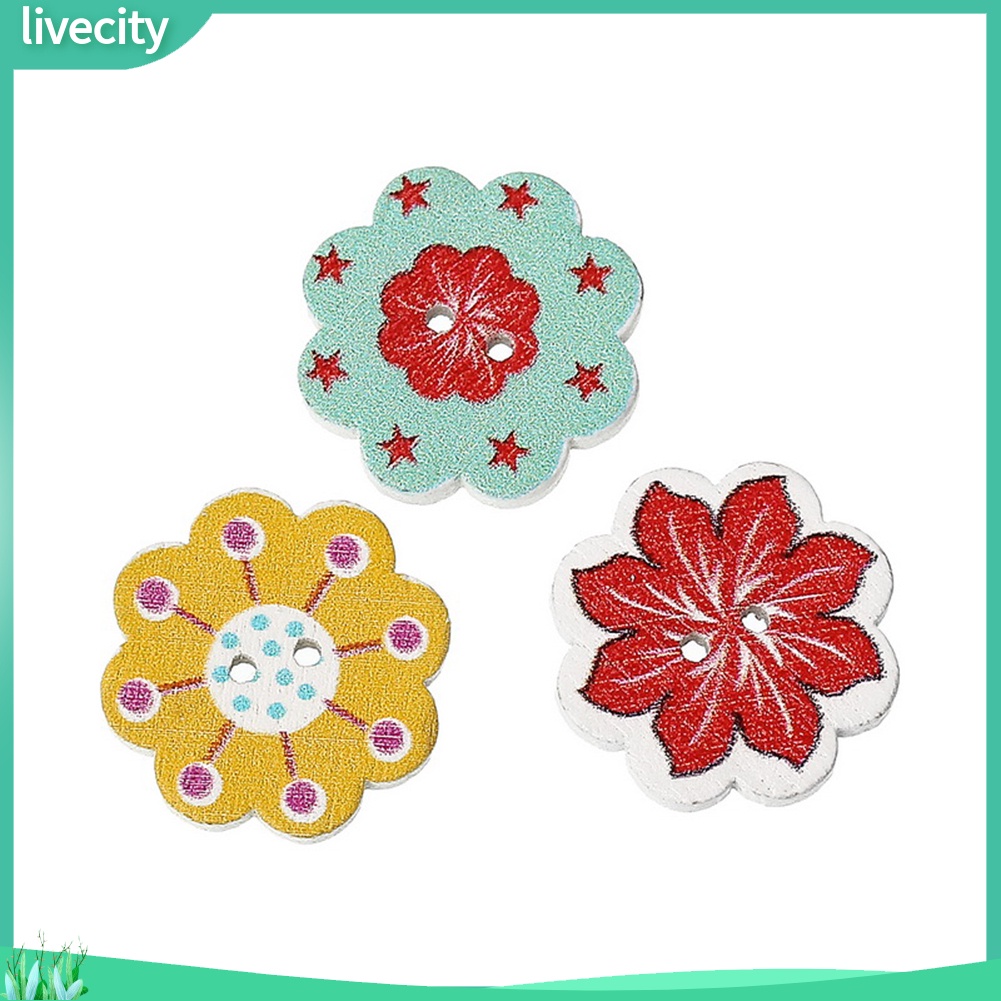 Set 50 nút hình bông hoa xinh xắn dùng làm đồ trang trí