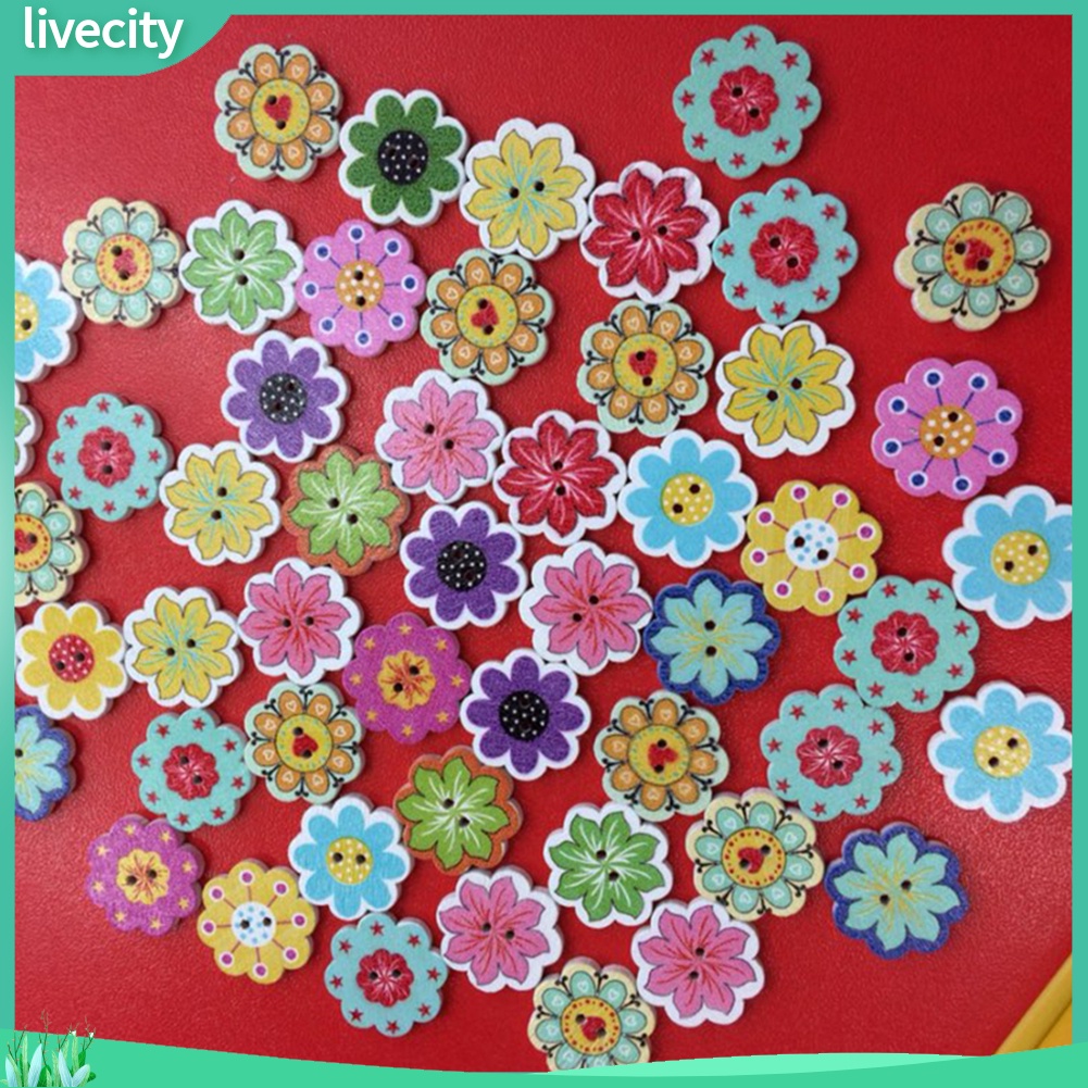 Set 50 nút hình bông hoa xinh xắn dùng làm đồ trang trí