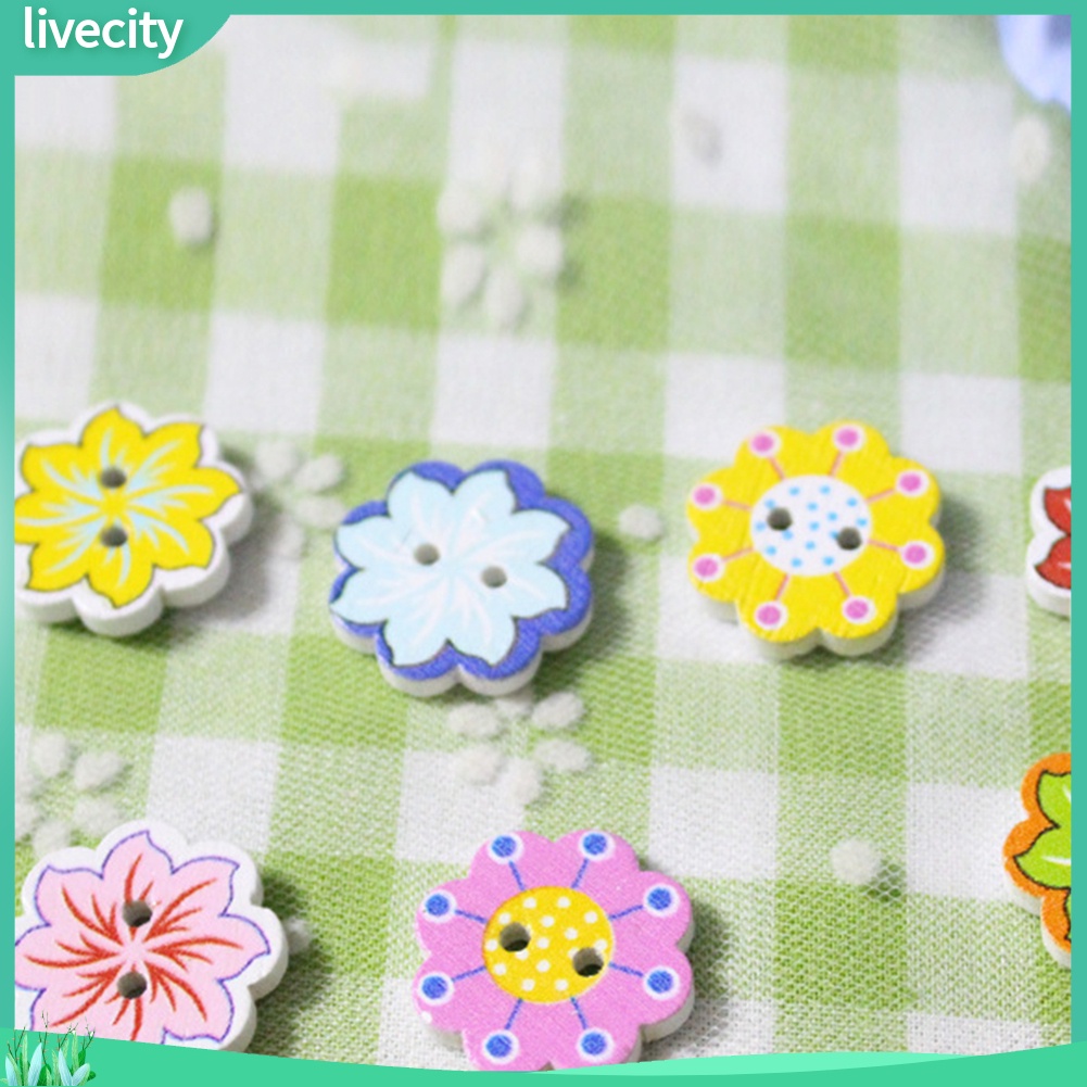 Set 50 nút hình bông hoa xinh xắn dùng làm đồ trang trí