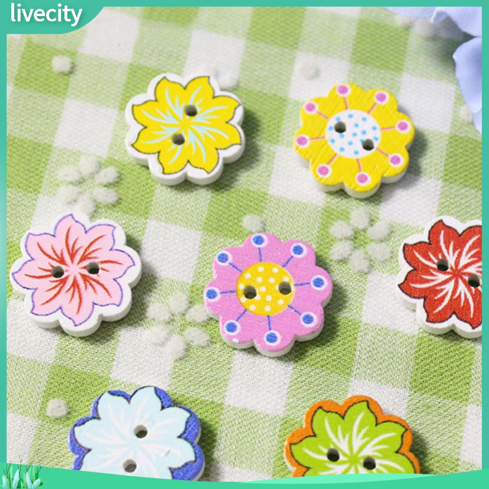 Set 50 nút hình bông hoa xinh xắn dùng làm đồ trang trí