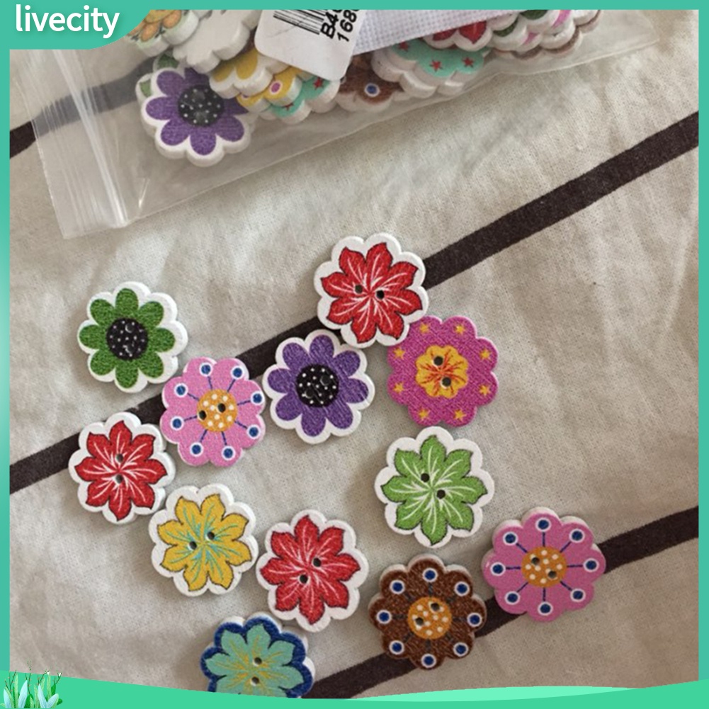 Set 50 nút hình bông hoa xinh xắn dùng làm đồ trang trí