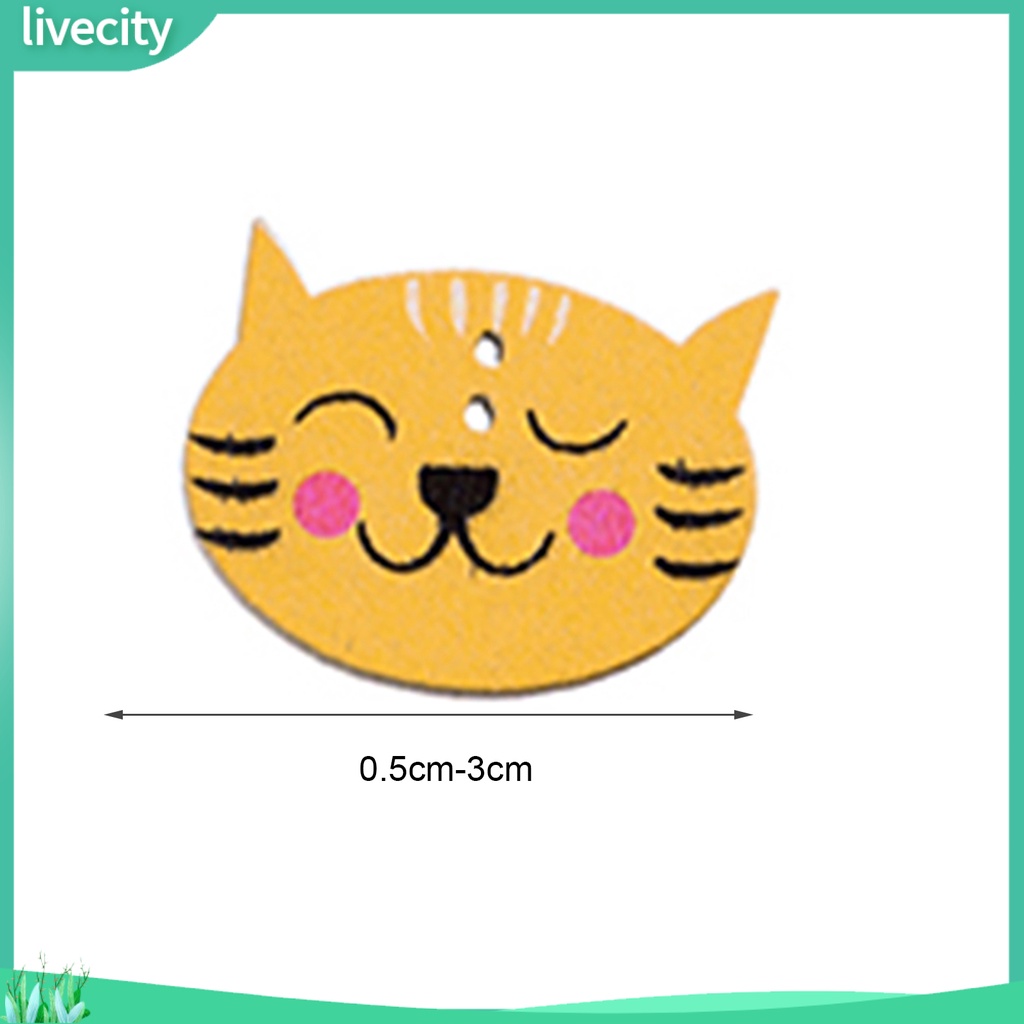 Bộ 50 nút gỗ 2 lỗ hình động vật trang trí scrapbook