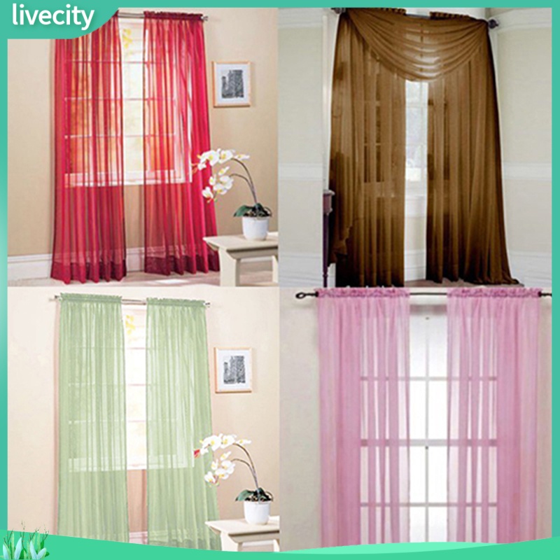 Rèm Cửa Sổ Vải Lưới Màu Sắc Trơn Dành Cho Trang Trí Phòng Ngủ/ Nhà Cửa/ Tiệc Cưới