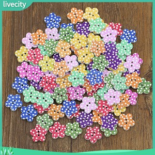 {livecity} 100 Nút gỗ hình hoa DIY cho may vá 20 X 2mm