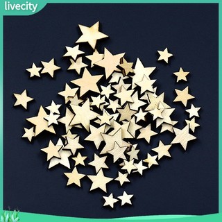 {livecity} Bộ 100 Nút Gỗ Hình Ngôi Sao