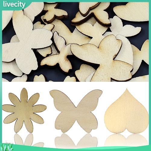 Set 50 nút gỗ dễ thương cho trang trí thủ công