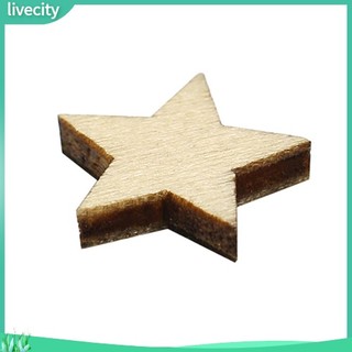 {livecity} Bộ 100 Nút Gỗ Hình Ngôi Sao