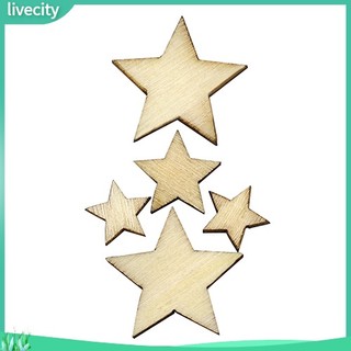 {livecity} Bộ 100 Nút Gỗ Hình Ngôi Sao