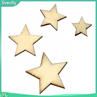 {livecity} Bộ 100 Nút Gỗ Hình Ngôi Sao