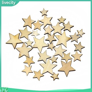 {livecity} Bộ 100 Nút Gỗ Hình Ngôi Sao