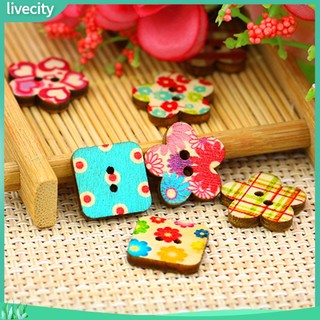 Set 100 nút gỗ họa tiết bông hoa/ hình vuông