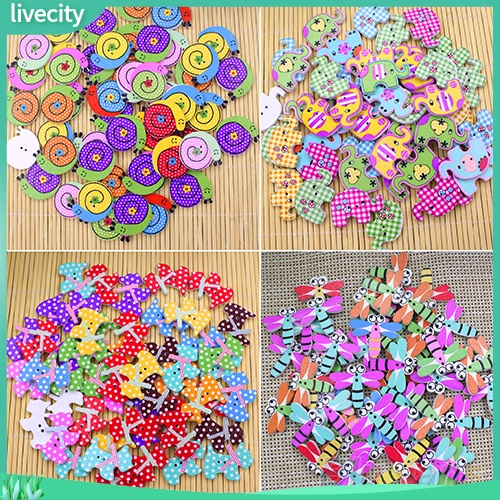 Bộ 50 nút gỗ trang trí scrapbook hình cún hoạt hình