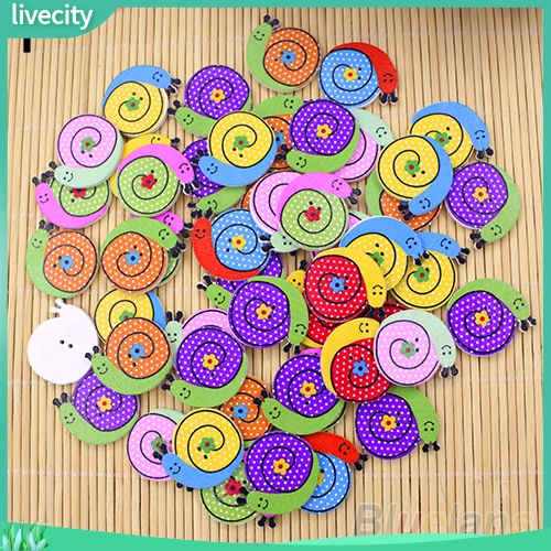 Bộ 50 nút gỗ trang trí scrapbook hình cún hoạt hình