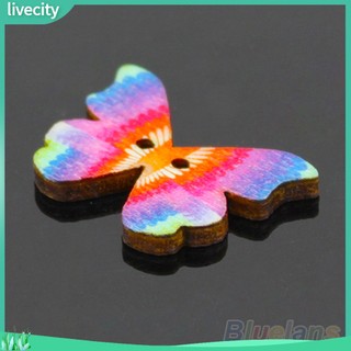 {livecity} Bộ 50 Nút Gỗ Hình Bướm