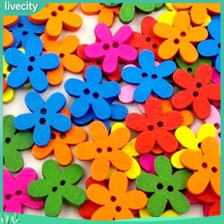 {livecity} Set 100 nút gỗ hình hoa