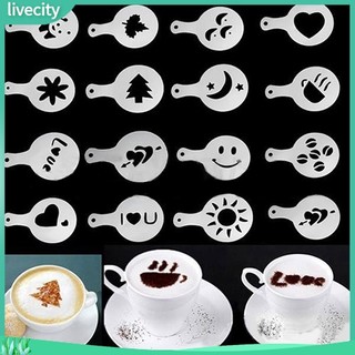 Bộ 16 khuôn rắc bột tạo hình cho cappuccino