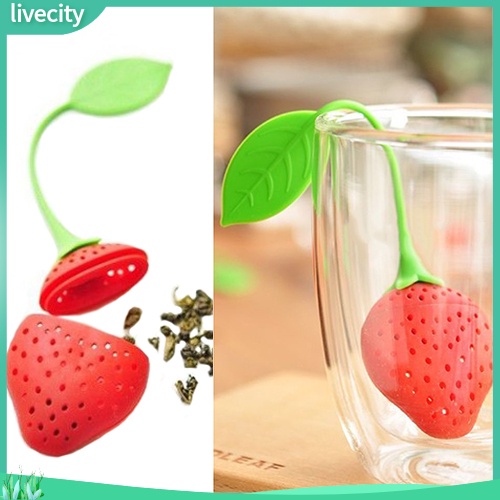 {livecity} Dụng cụ lọc trà hình quả dâu bằng Silicon