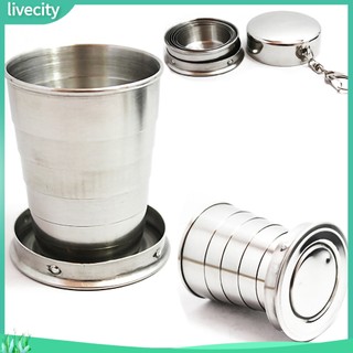 {livecity} Cốc nước inox 75ml gấp gọn tiện lợi