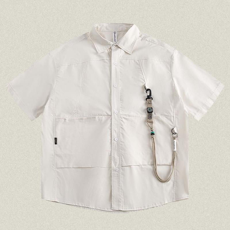 Áo Sơ Mi Nam Tay Ngắn Dáng Rộng Phong Cách Hip Hop Đường Phố Mỹ