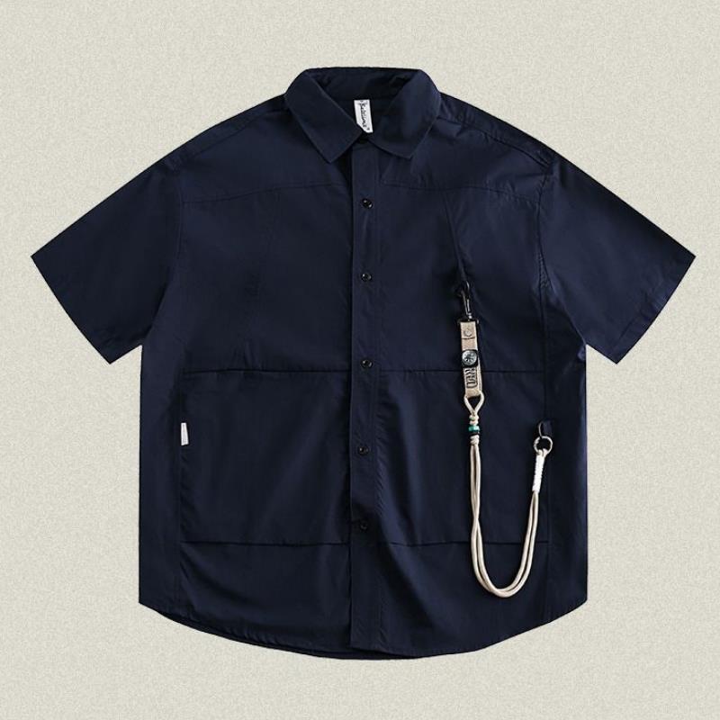 Áo Sơ Mi Nam Tay Ngắn Dáng Rộng Phong Cách Hip Hop Đường Phố Mỹ