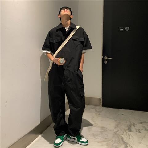 Áo Liền Quần Ngắn Tay Phong Cách Hip Hop Đường Phố Hàn Quốc Thời Trang Mùa Hè Cho Nam One