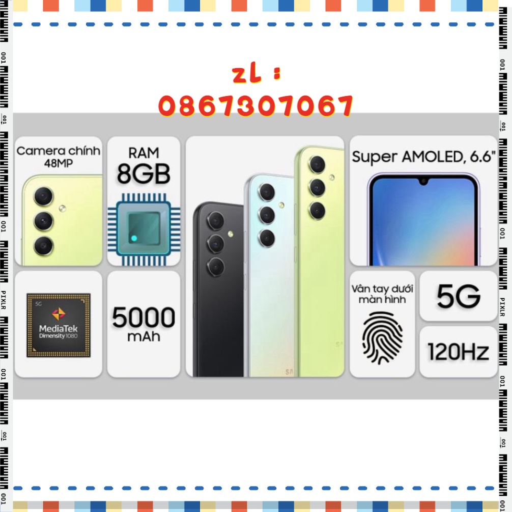 Điện thoại Samsung Galaxy A34 5G màn hình 6.6 inch Super AMOLED 120hz 6GB Bộ nhớ 128GB Khung Nhựa A1 JK9 chính