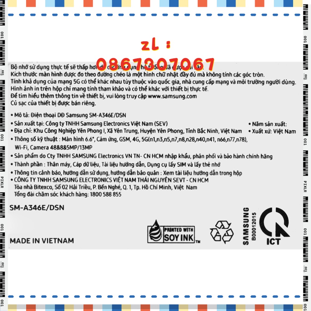 Điện thoại Samsung Galaxy A34 5G màn hình 6.6 inch Super AMOLED 120hz 6GB Bộ nhớ 128GB Khung Nhựa A1 JK9 chính