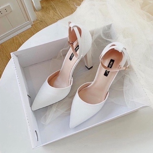 Siêu rẻ Giày Sandal Cao Gót Nữ GNC72 Đế Vuông 7P hai màu đen, kem sang trọng quý phái xả kho thanh lý