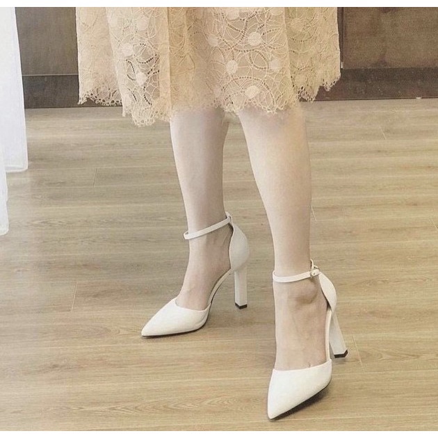Siêu rẻ Giày Sandal Cao Gót Nữ GNC72 Đế Vuông 7P hai màu đen, kem sang trọng quý phái xả kho thanh lý