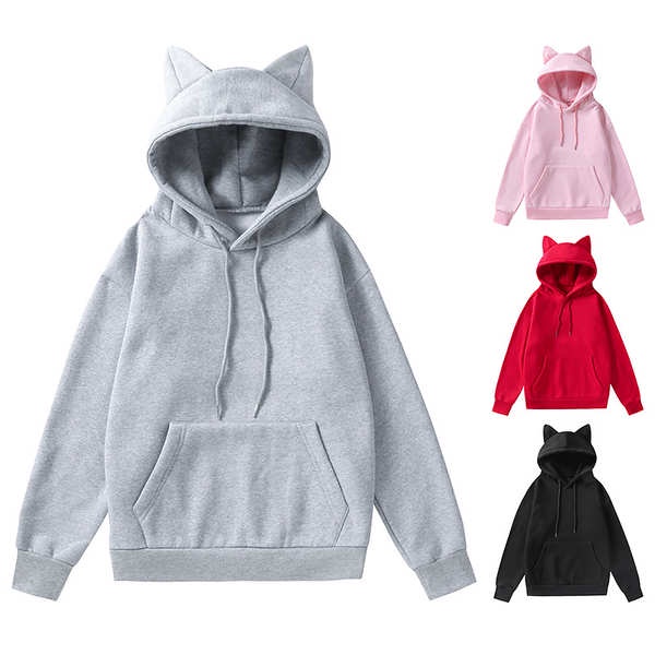 Áo Hoodie Tay Dài In Hình Tai Mèo Dễ Thương Phong Cách Hip Hop Thời Trang Mùa Thu Cho Nam Và Nữ