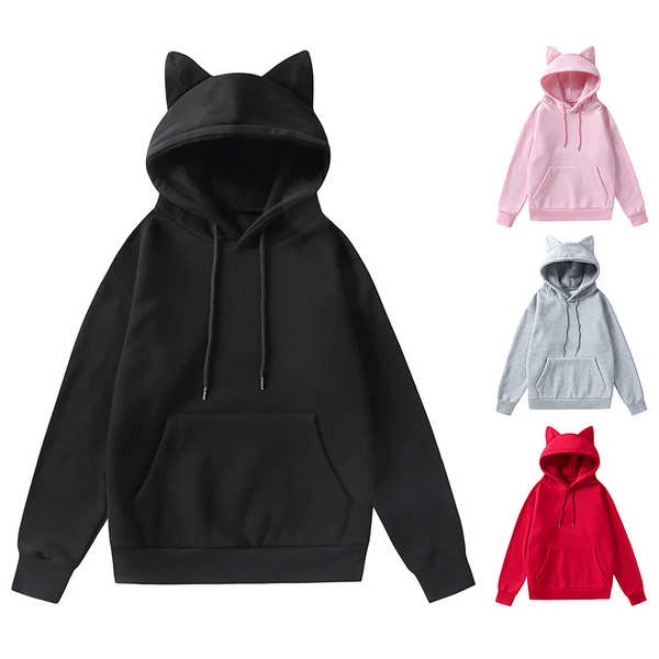 Áo Hoodie Tay Dài In Hình Tai Mèo Dễ Thương Phong Cách Hip Hop Thời Trang Mùa Thu Cho Nam Và Nữ