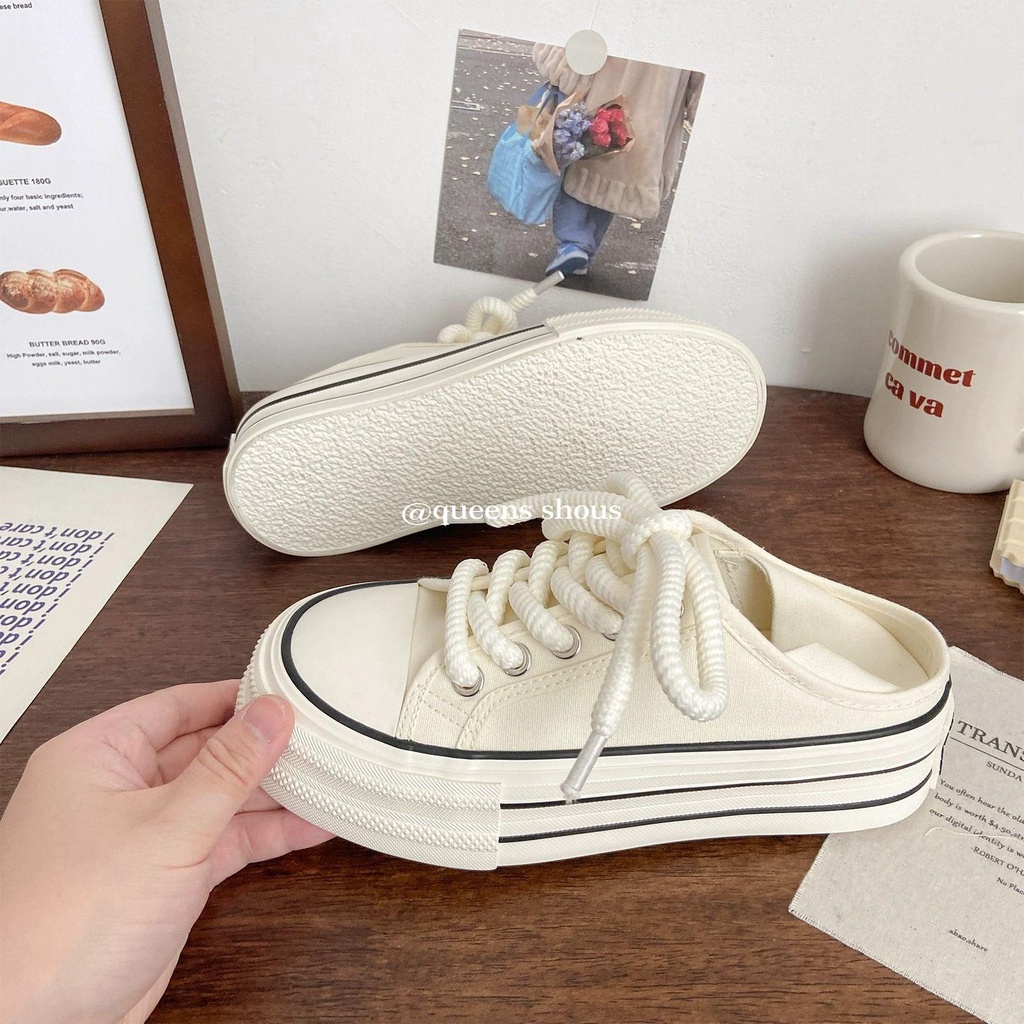 Giày Lười Đế Dày Bằng Vải Canvas Mẫu Mới 2023 Thời Trang Mùa Hè Dành Cho Bạn Nữ