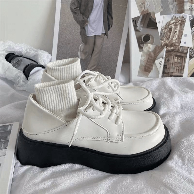 Siêu rẻ Giày da nhỏ nữ đế dày độn cao kiểu Pháp Mary Jane xả kho thanh lý