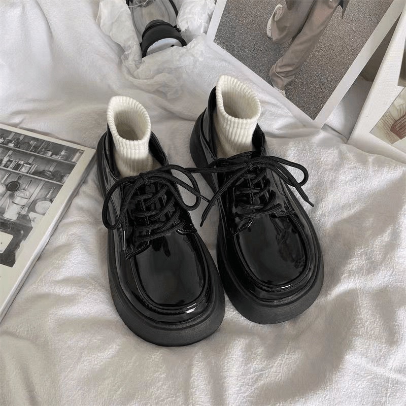 Siêu rẻ Giày da nhỏ nữ đế dày độn cao kiểu Pháp Mary Jane xả kho thanh lý