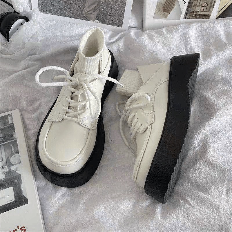 Siêu rẻ Giày da nhỏ nữ đế dày độn cao kiểu Pháp Mary Jane xả kho thanh lý