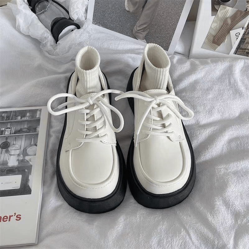 Siêu rẻ Giày da nhỏ nữ đế dày độn cao kiểu Pháp Mary Jane xả kho thanh lý