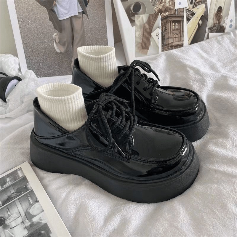 Siêu rẻ Giày da nhỏ nữ đế dày độn cao kiểu Pháp Mary Jane xả kho thanh lý