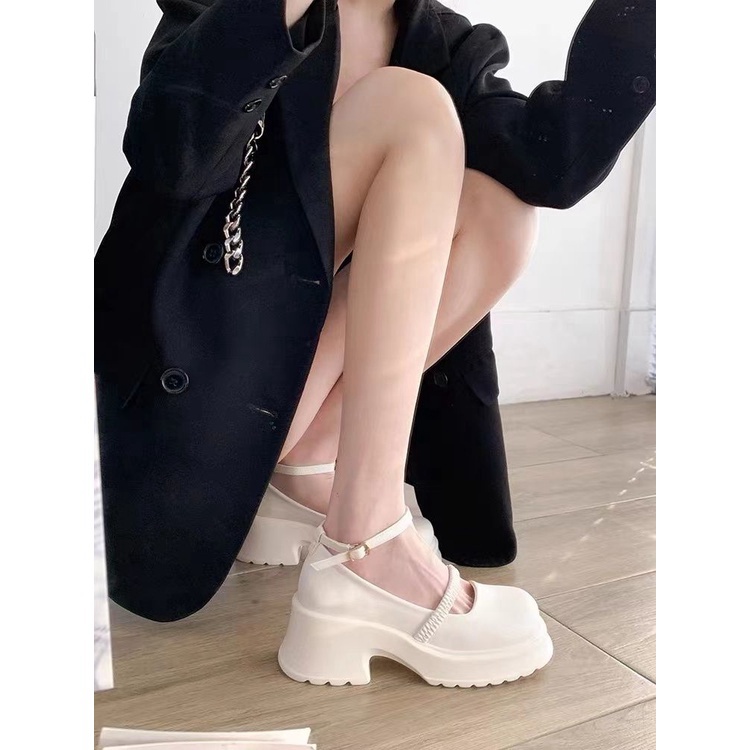 Siêu rẻ giày lolita đế cao Giày Mary Jane gót thô xả kho thanh lý