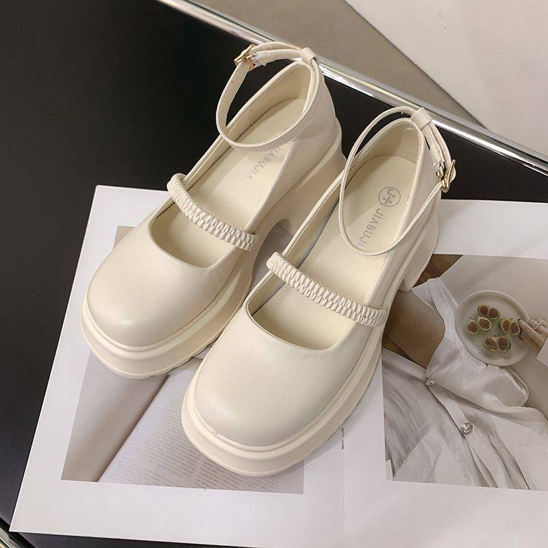 Siêu rẻ giày lolita đế cao Giày Mary Jane gót thô xả kho thanh lý