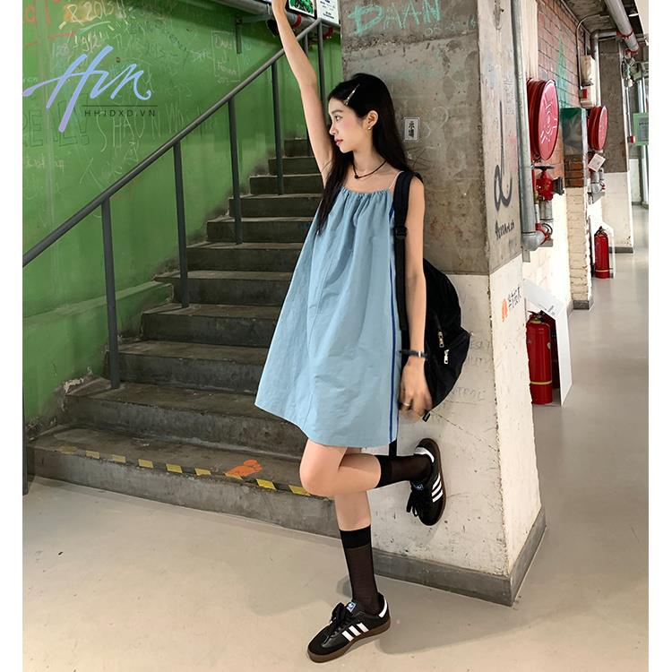 Đầm Hai Dây Dáng Rộng Thời Trang Mùa Hè 2023 Phong Cách Retro Mới Cho Nữ